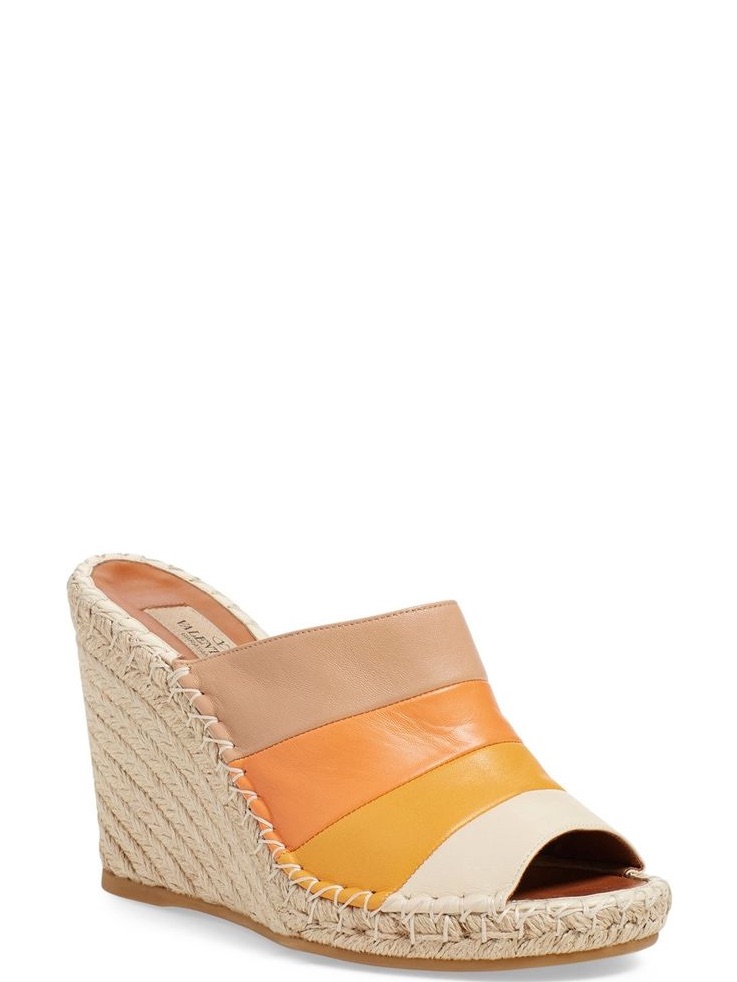 Valentino Garavani Colorblock Espadrille Wedge Mules 35
